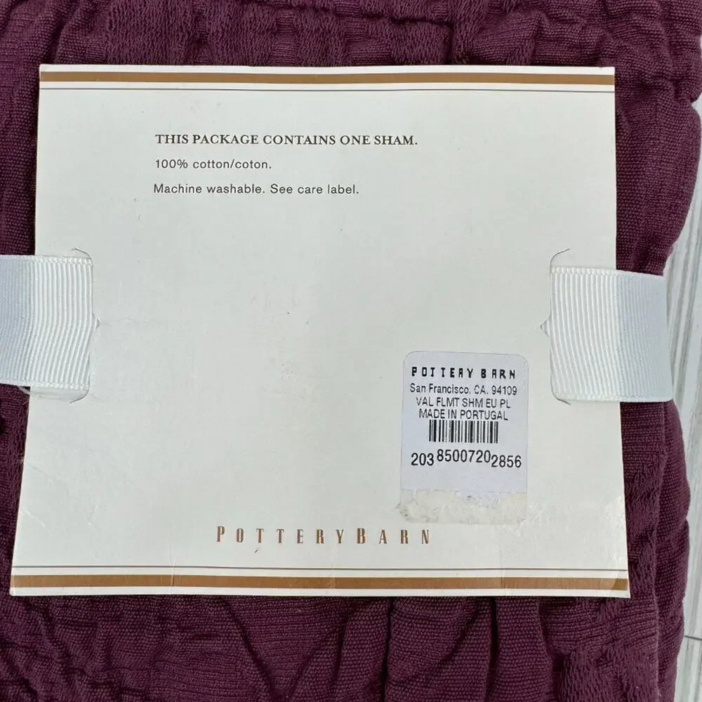 Pottery Barn Valerie matelasse burgundy floral euro sham 26